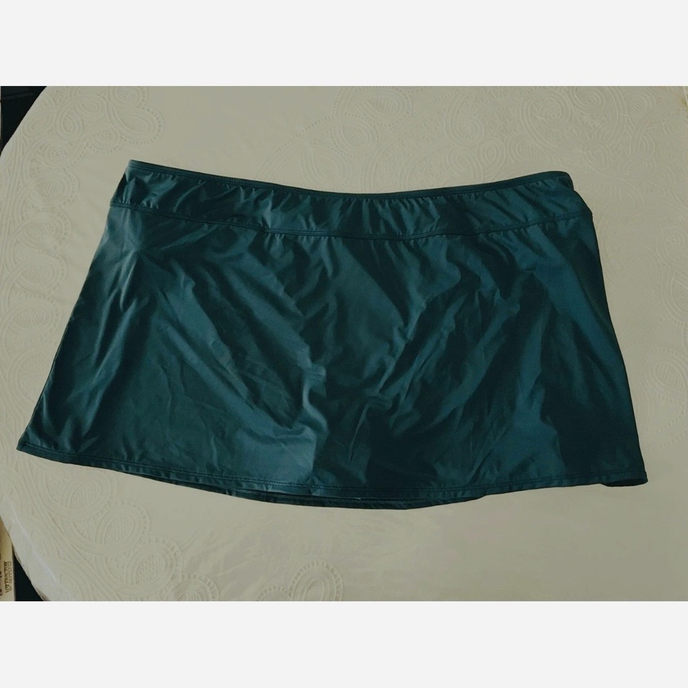 JANTZEN CLASSICS SWIM SKIRT BUILT IN BIKINI BRIEF TEAL PLUS SIZE 24 NEW TAGS